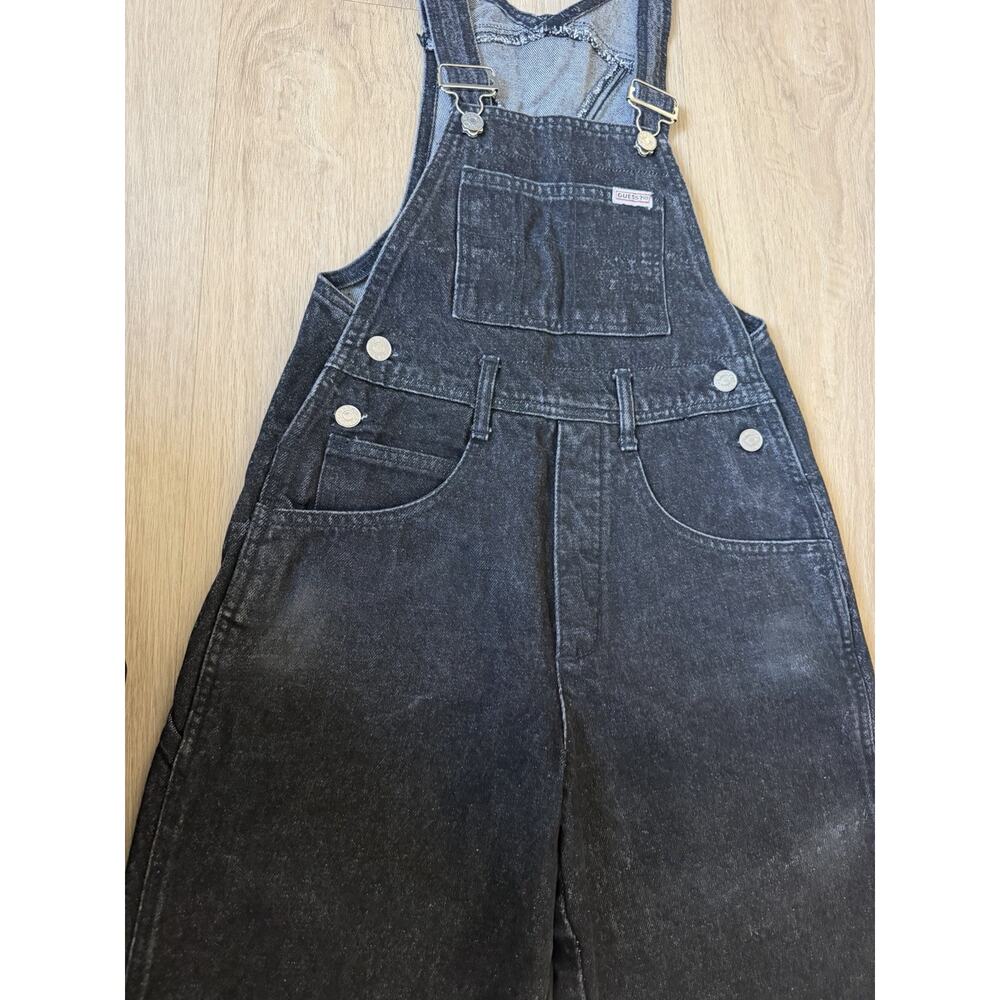 Vintage Guess Denim Overalls Medium Black Carpenter Loop Buttons USA Made 90s - Picture 4 of 12